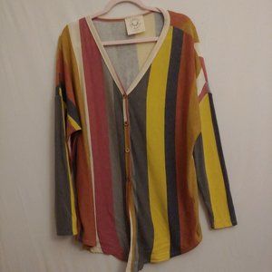 Fastastic Fawn long sleeve striped fall color super soft cardigan sweater S